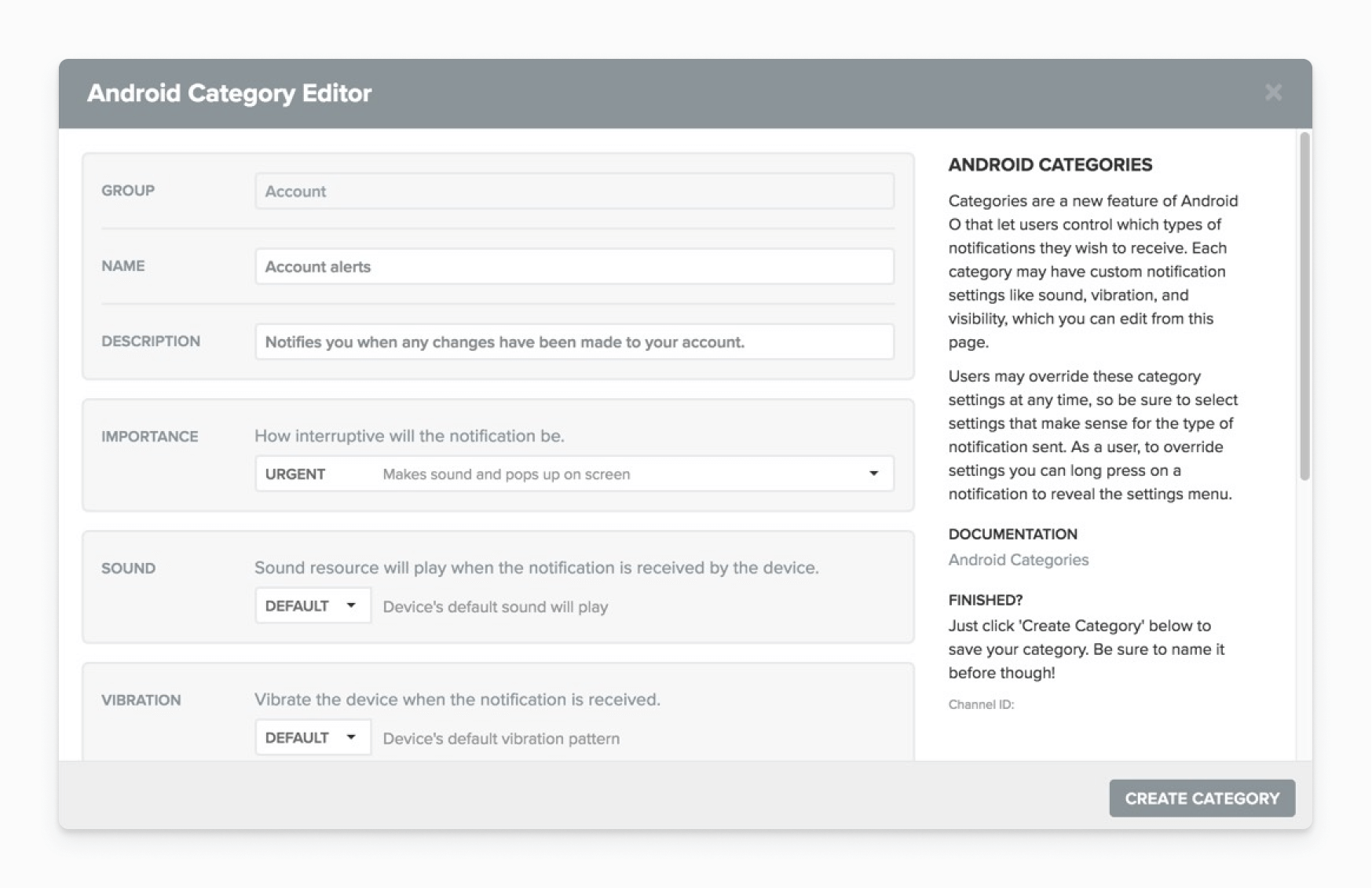 OneSignal’s Android Category Management UI